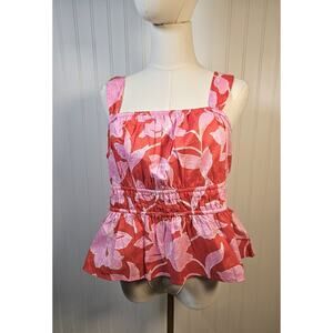 Gap Floral Smocked Cropped Square Neck Top Women’s Size M NWT Tropical